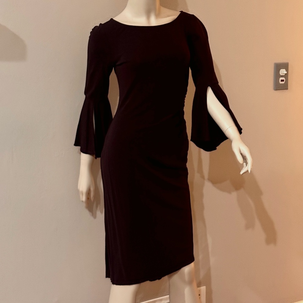 Diane von Furstenberg Vintage Brown Bell Sleeve Sheath Dress Y2K Size 6